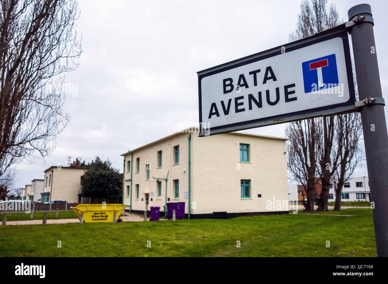 Bata Avenue Street Sign and housing in East Tilbury, Thurrock, Essex, England, UK Stock Photo