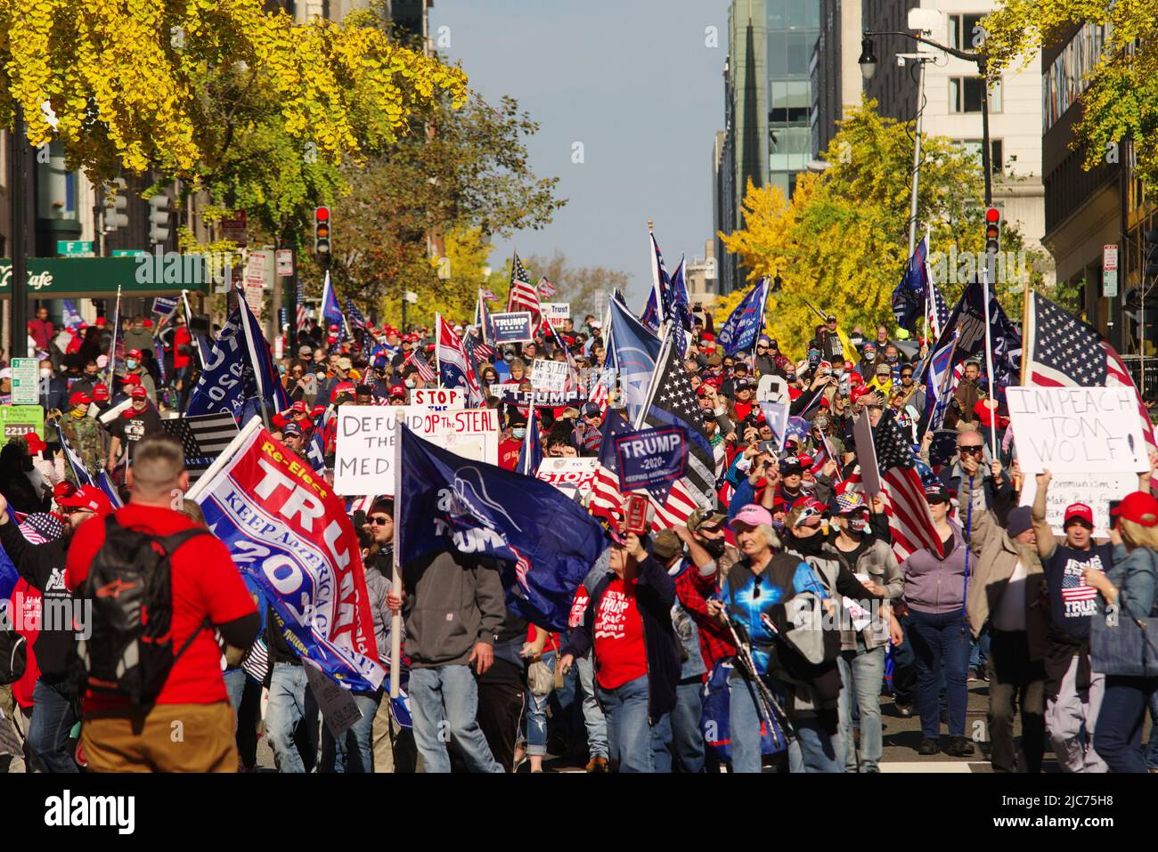 WASHINGTON, DC - November 14, 2020: Thousands of supporters of then-President Donald Trump protested the results of the 2020 election. Stock Photo