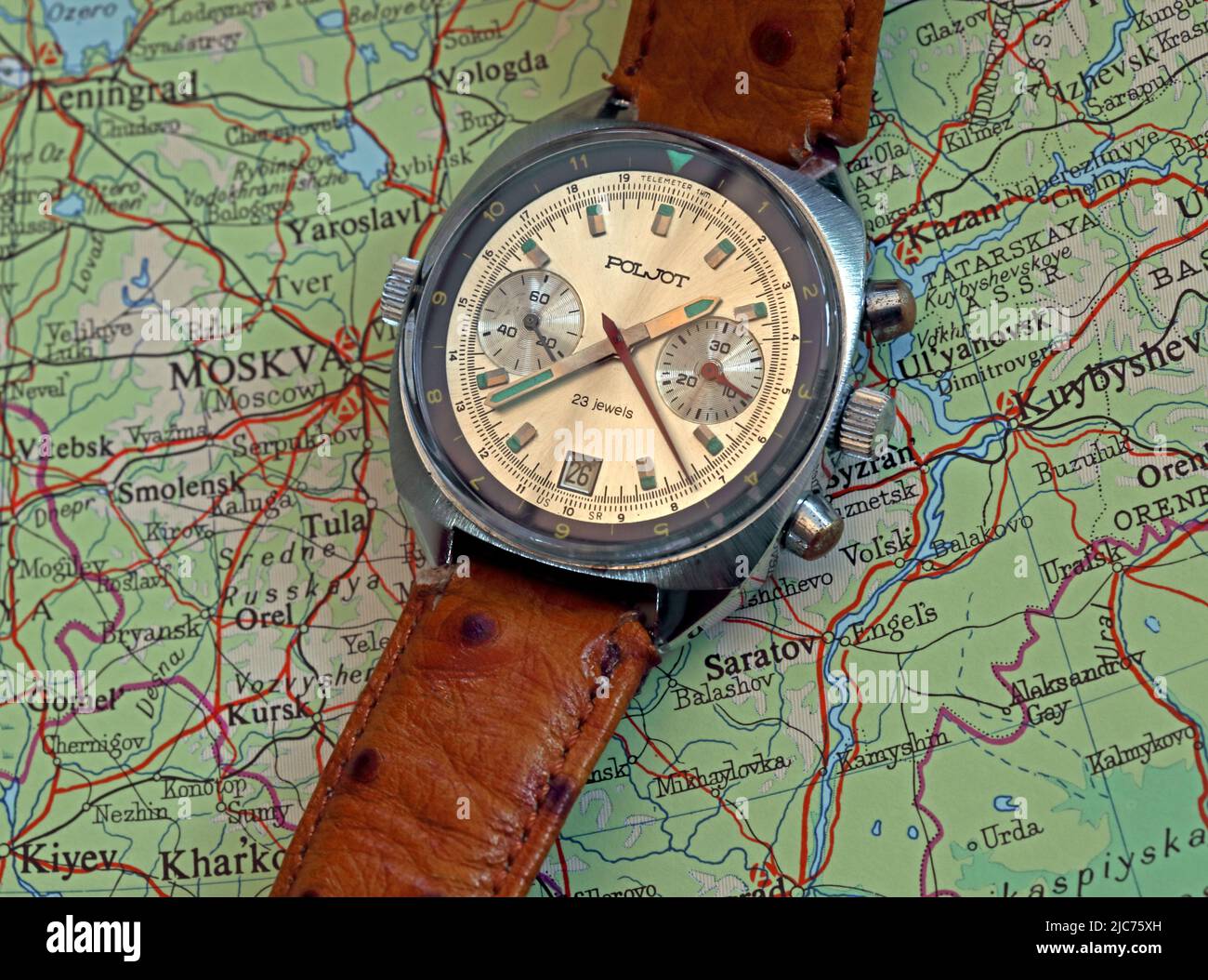 Poljot Soviet Chronograph,First Moscow Watch Factory,Russia Stock Photo