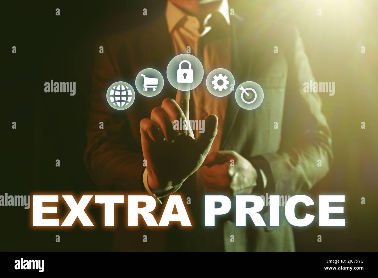 Text sign showing Extra Price. Word Written on extra price definition beyond the ordinary large