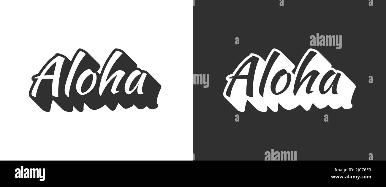 Aloha Word Lettering vector. Card Hawaiian text hello phrase. Modern Lettering Print Design Isolated. Mat. Banner. Icon. Logo. Sing. Stock Vector