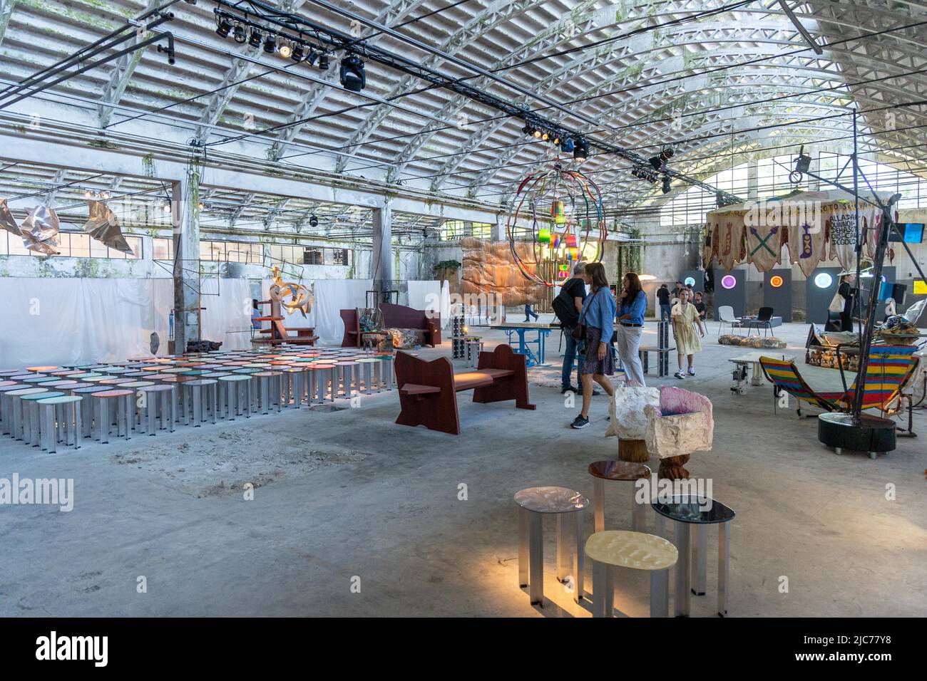 Milan, Italy. 10th June, 2022. Milan, Italy - june 10 2022 -Fuorisalone design week exposition at Baranzate Ateliers - Zaventem ateliers with Belgium is design Credit: Christian Santi/Alamy Live News Stock Photo