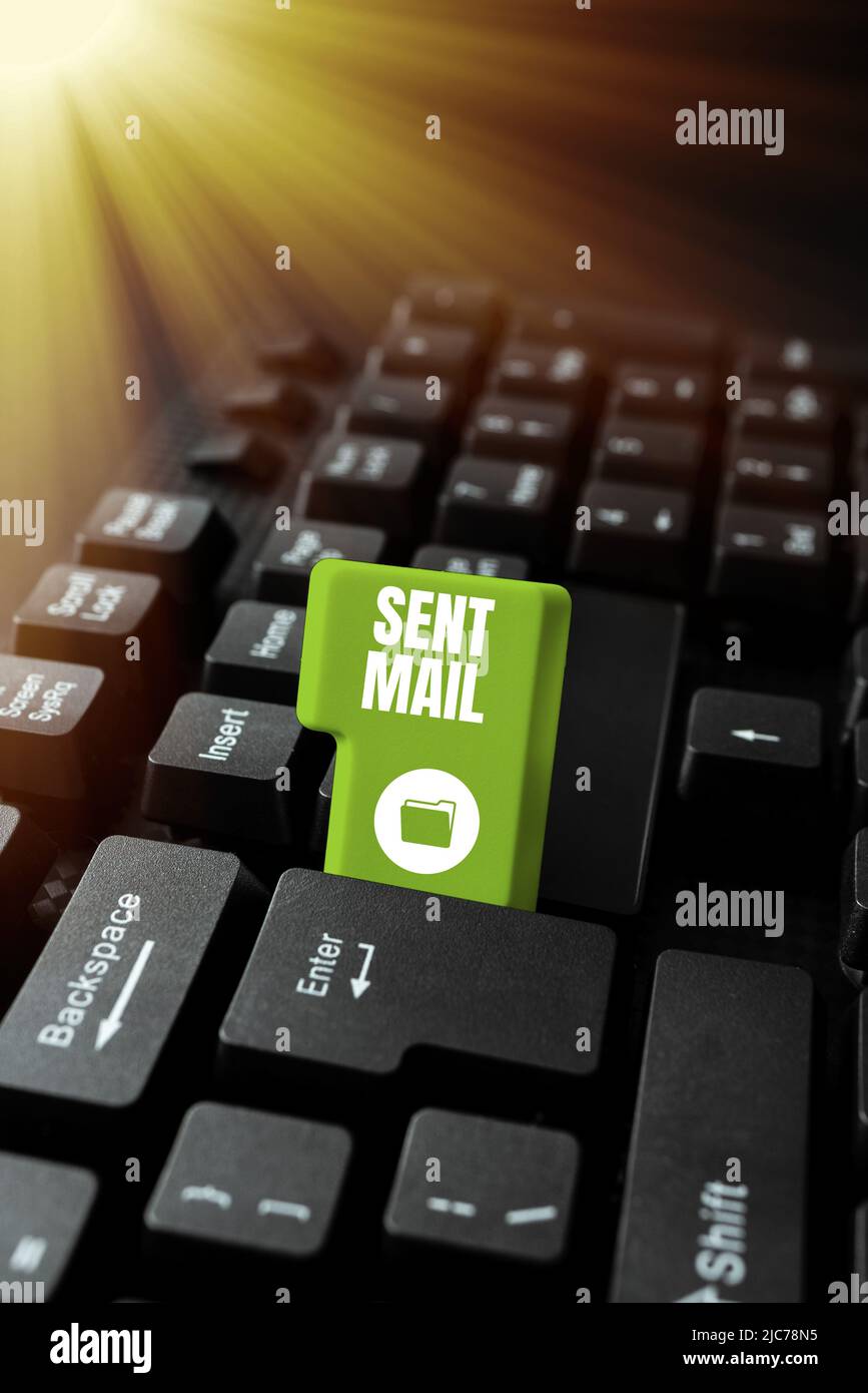 Conceptual caption Sent Mail. Business showcase Event where a letter to ...