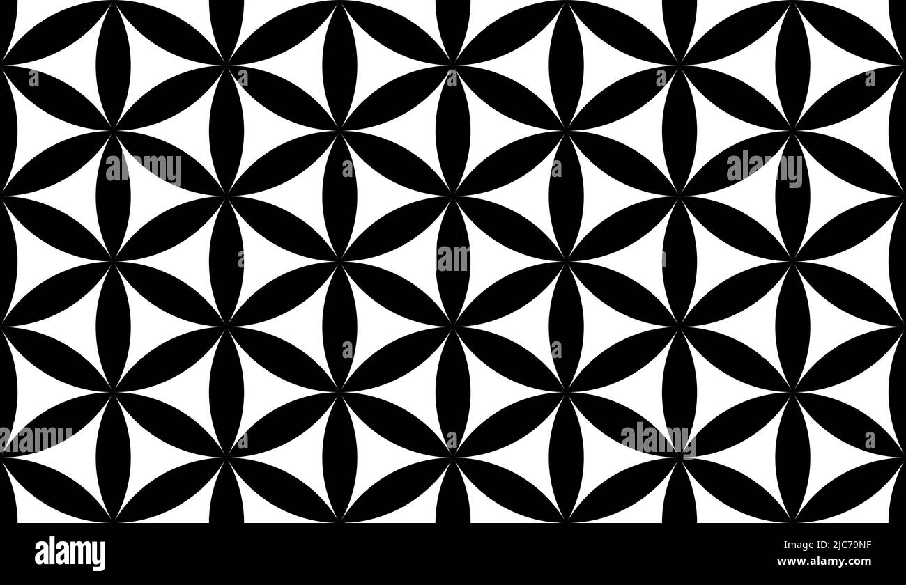 Overlapping circles creating seamless pattern also known as flower of life Stock Vector