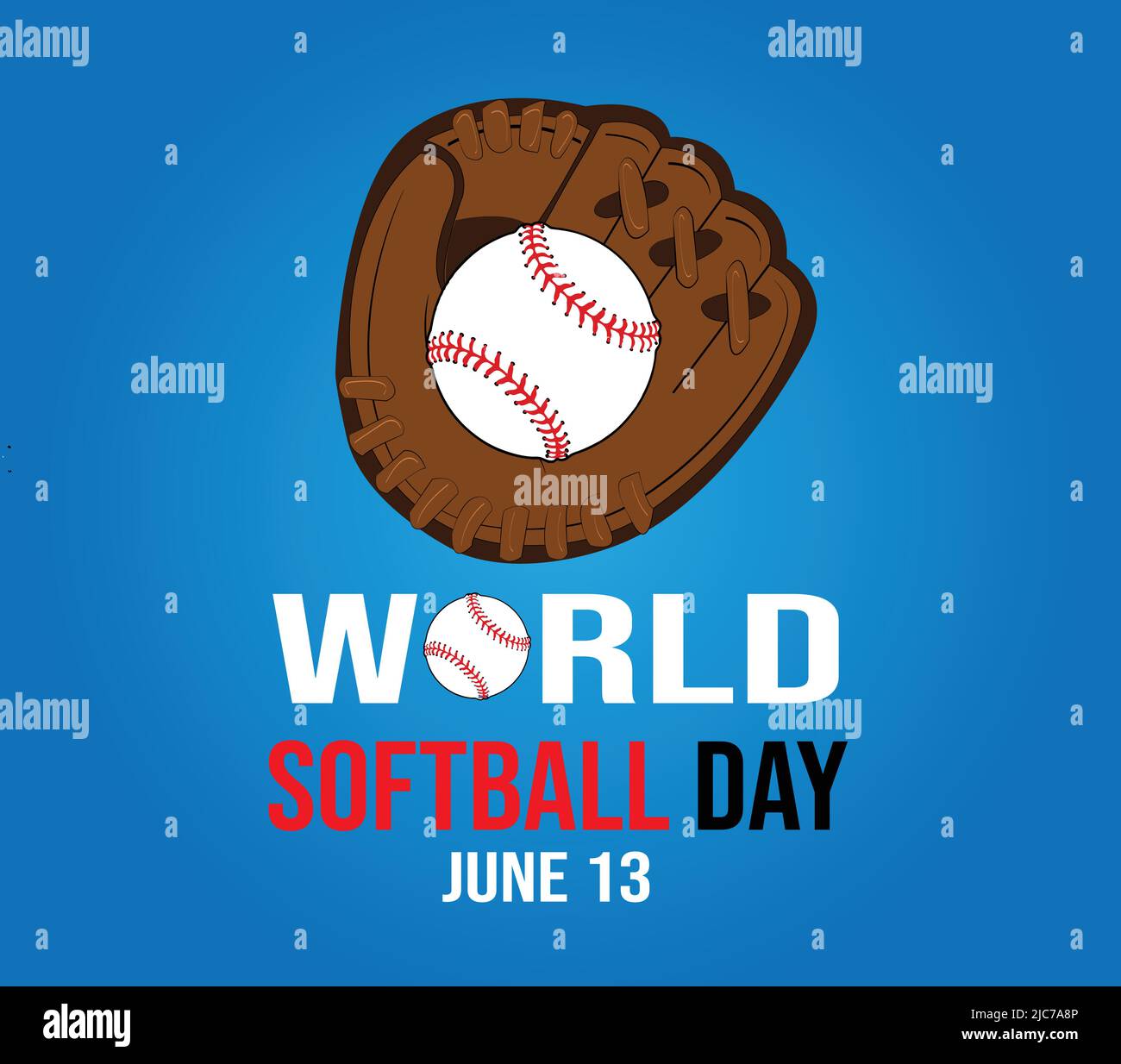 World Softball Day on June 13 brochure flyer banner design horizontal