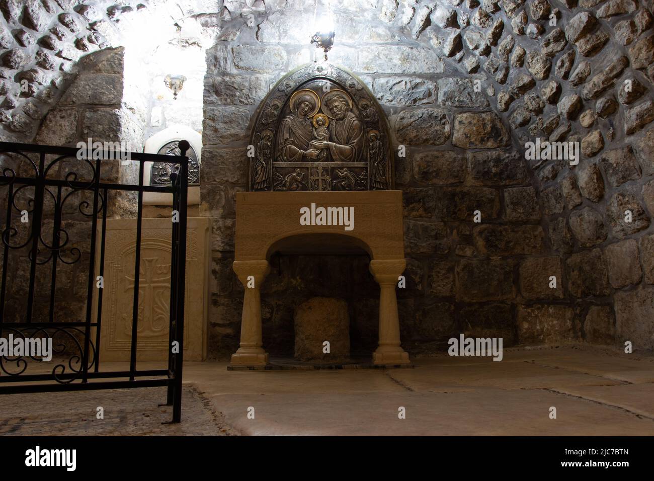 Birth place of the Virgin Mary in Jerusalem old city, near the Lions Gate - Israel. Holy land Stock Photo