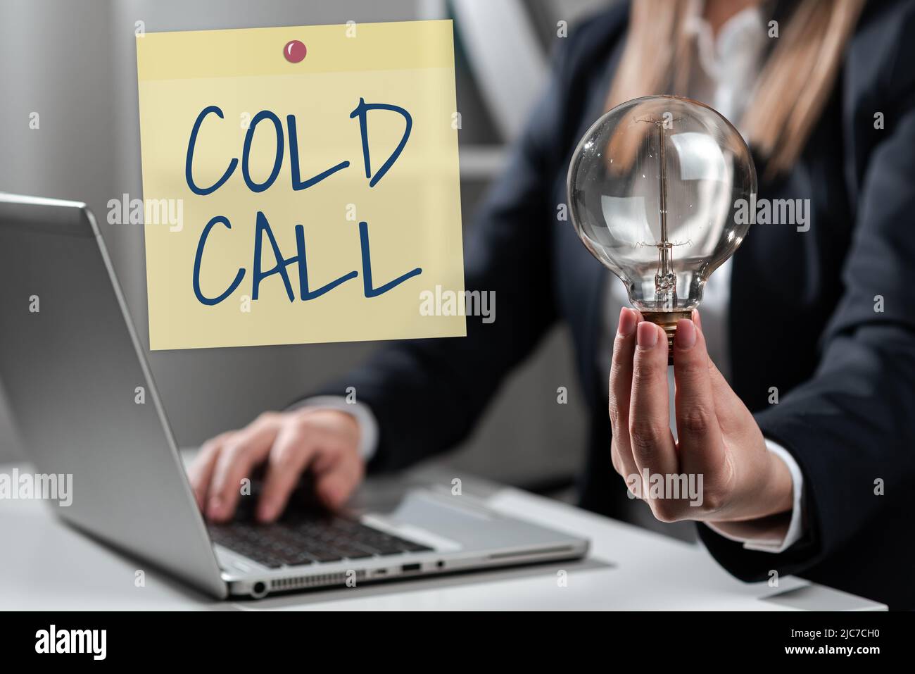 Text sign showing Cold Call. Internet Concept Unsolicited call made by someone trying to sell goods or services -47215 Stock Photo