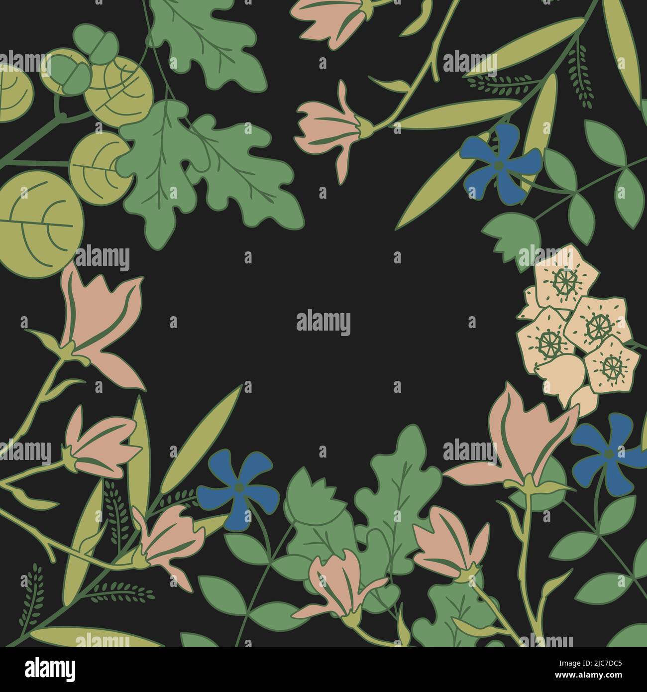 Template vector background with different plants Stock Vector
