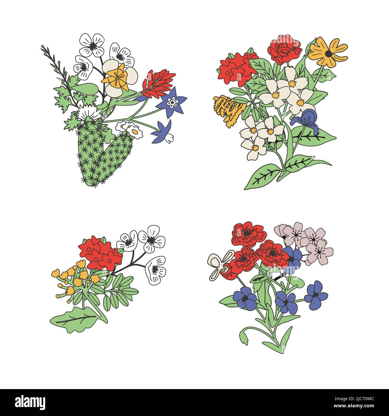 Isolated floral bunches vector set Stock Vector Image & Art - Alamy