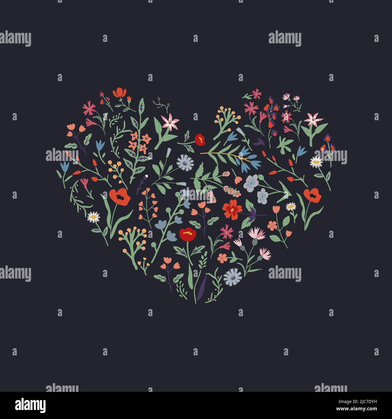 Floral isolated decorative vector heart Stock Vector Image & Art - Alamy