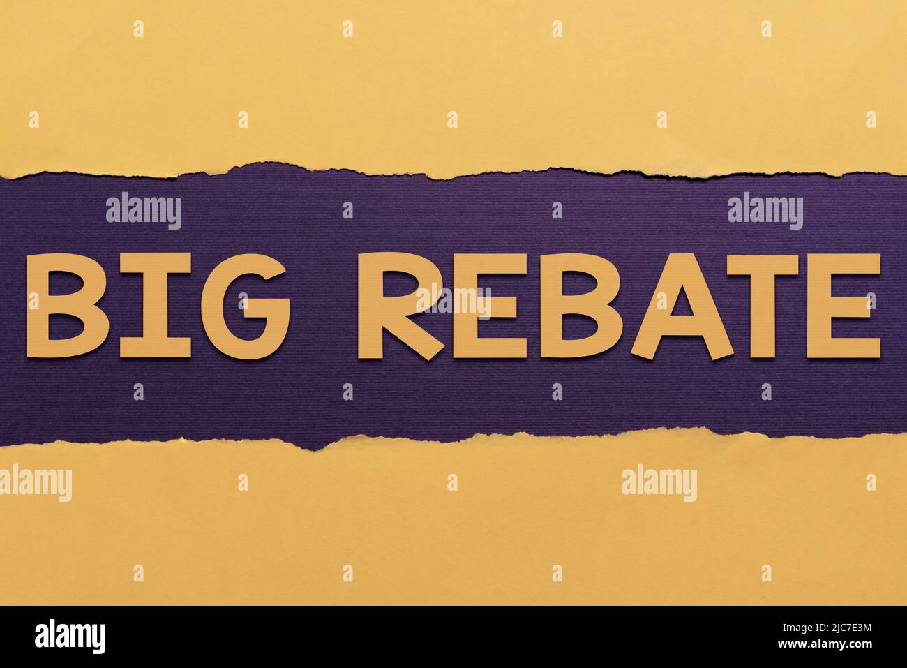 Text caption presenting Big Rebate. Concept meaning Huge rewards that ...