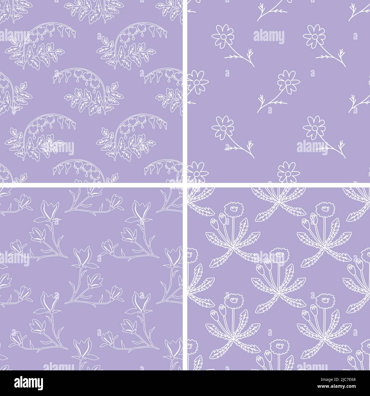 Seamless patterns with decorative flowers Stock Vector Image & Art - Alamy