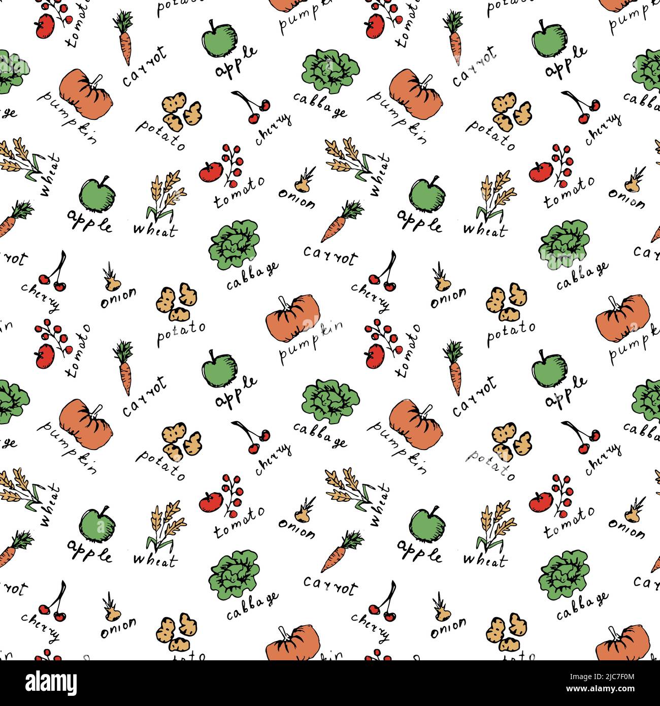 Seamless vector vegetable and fruit pattern Stock Vector Image & Art ...
