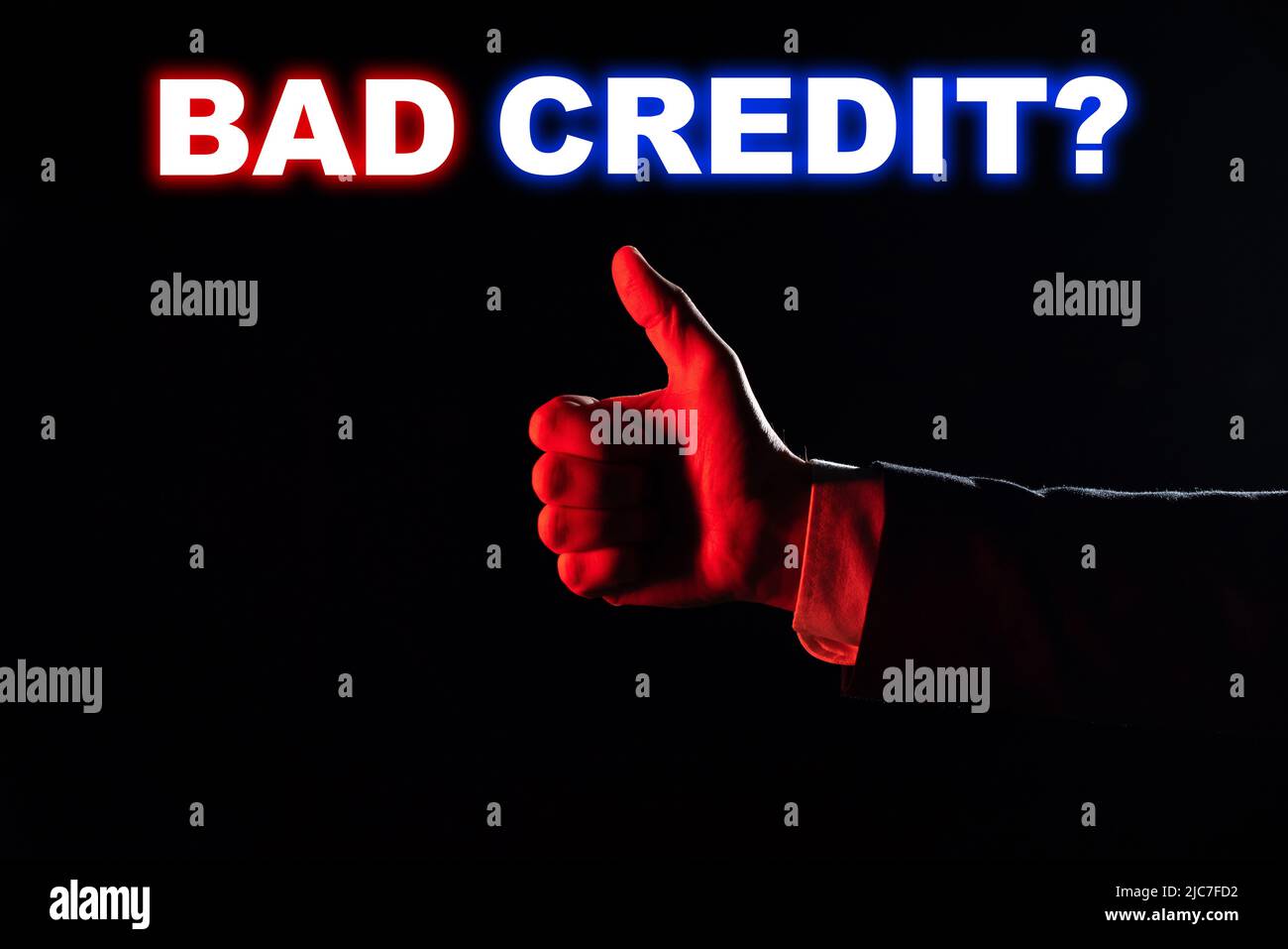 Conceptual display Bad Credit Question. Word Written on history when it indicates that borrower has high risk -47789 Stock Photo