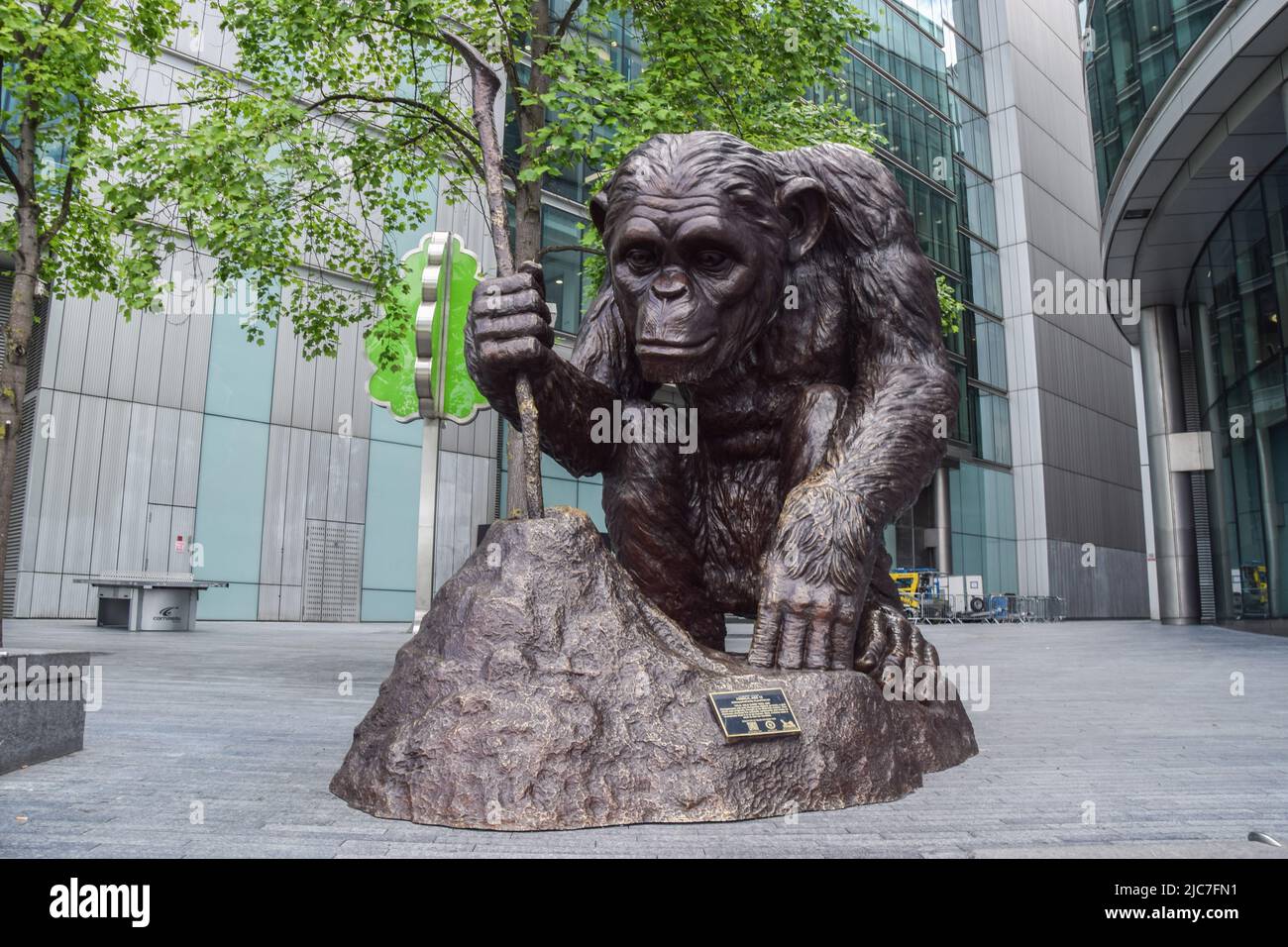 London, UK. 10th June, 2022. A chimpanzee sculpture is seen near Tower