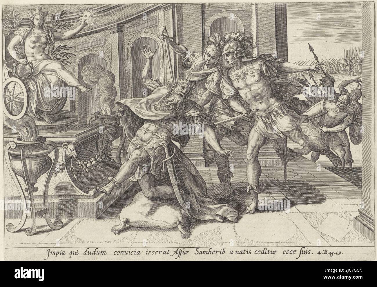 As King Sanherib of Assyria knelt in the temple of his god Nisroch, he