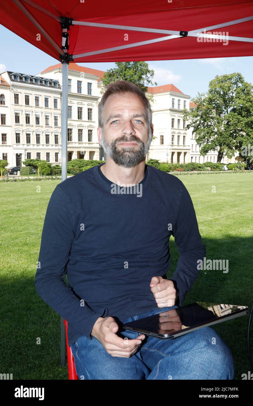 Stefan Liebich bei seiner Speakerstour auf dem Wilhelmsplatz. Görlitz