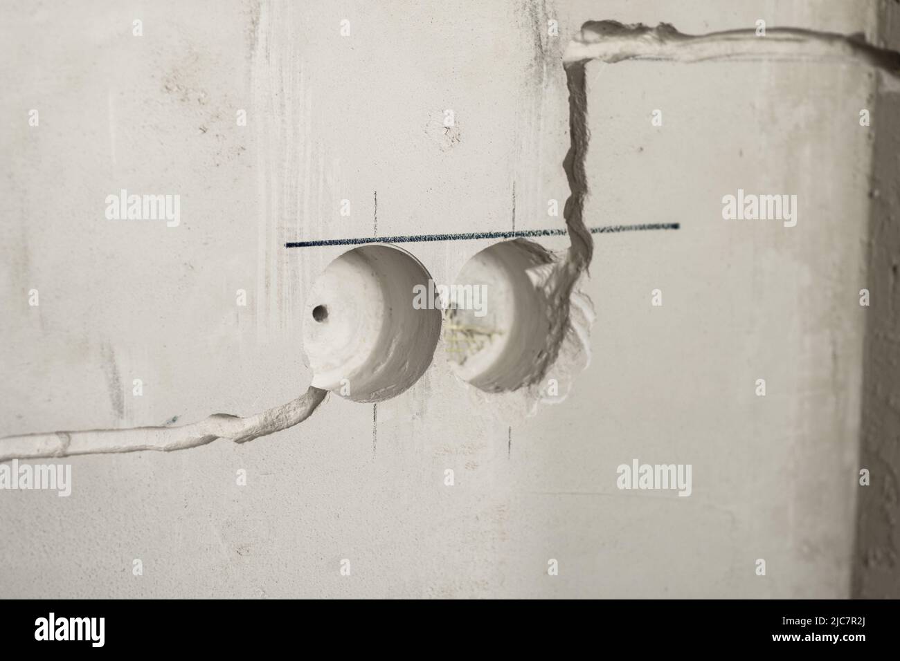 Strobe line for laying electric cable. Wiring repair and replacement