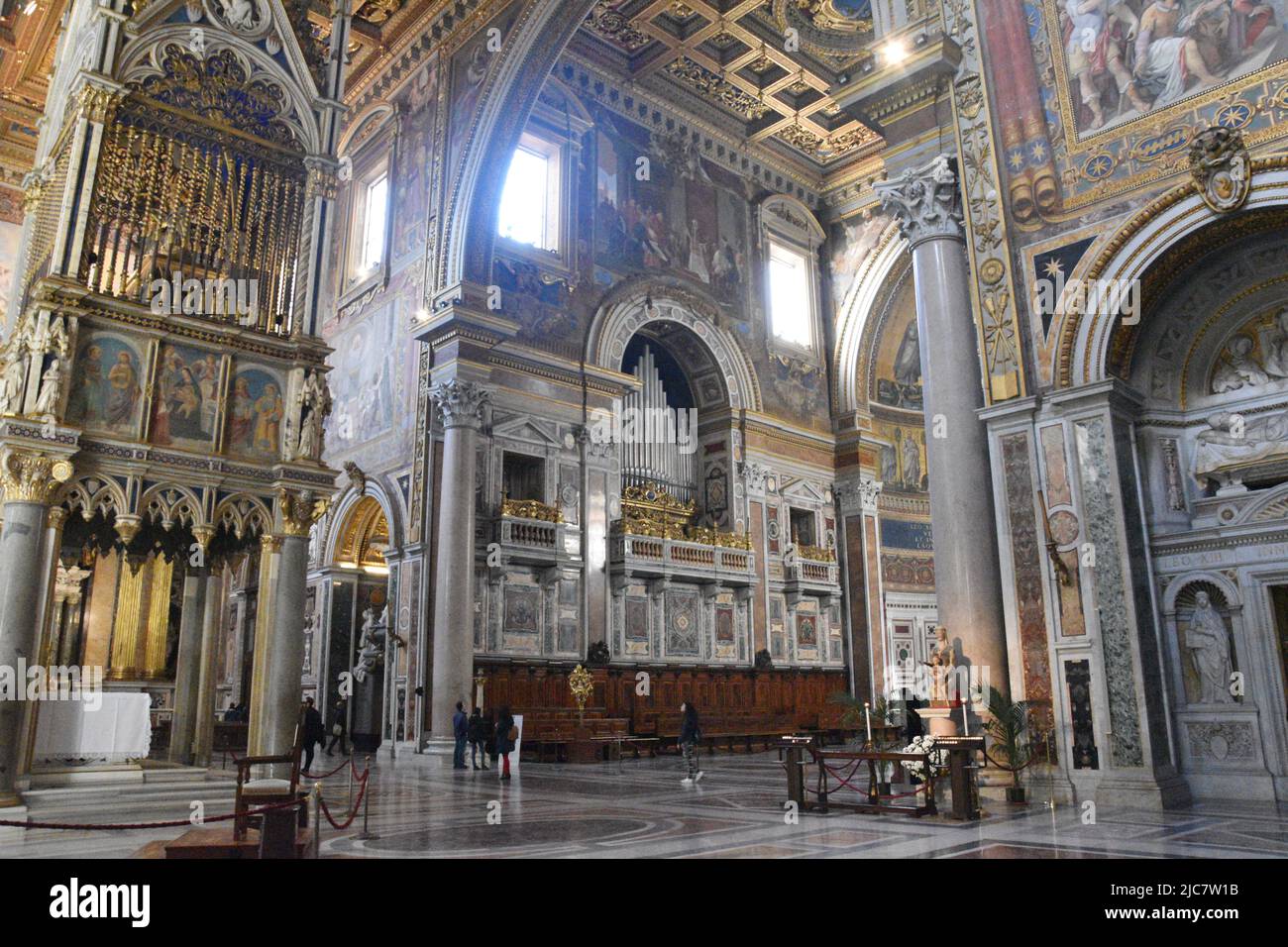 The High Altar and Ciborium in Archbasilica Cathedral of the Most Holy Savior and of Saints John the Baptist and John the Evangelist in the Lateran, R Stock Photo