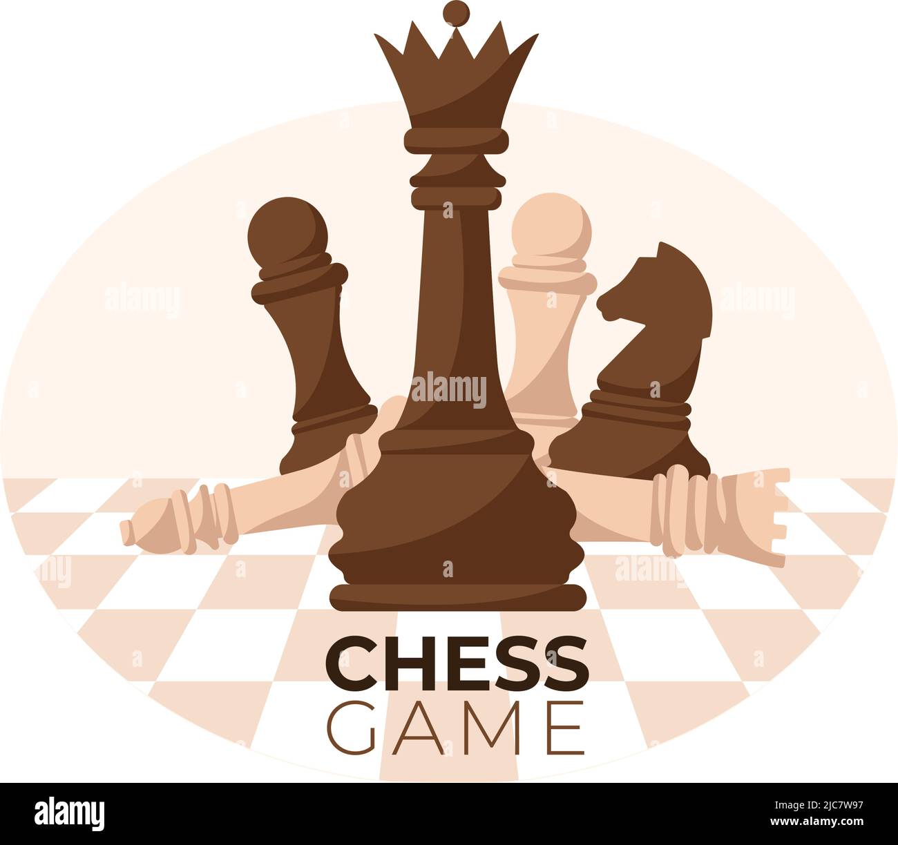 Chequered Chess Game Board Cartoon Background Illustration with Black and  White Pieces for Hobby Activity, Competition or Tournament Stock Vector  Image & Art - Alamy