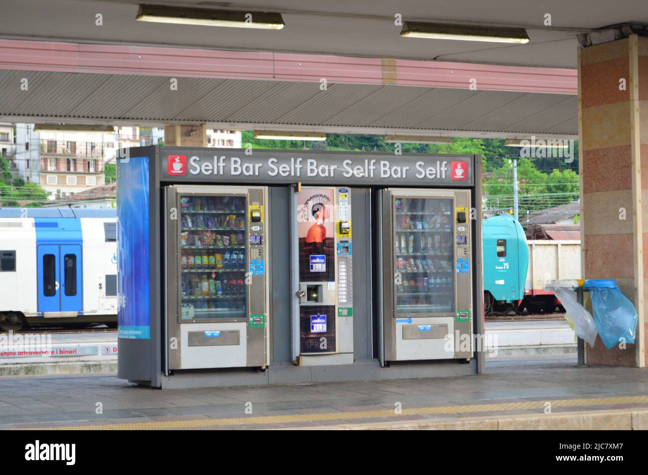 vending machine at train station Stock Photo