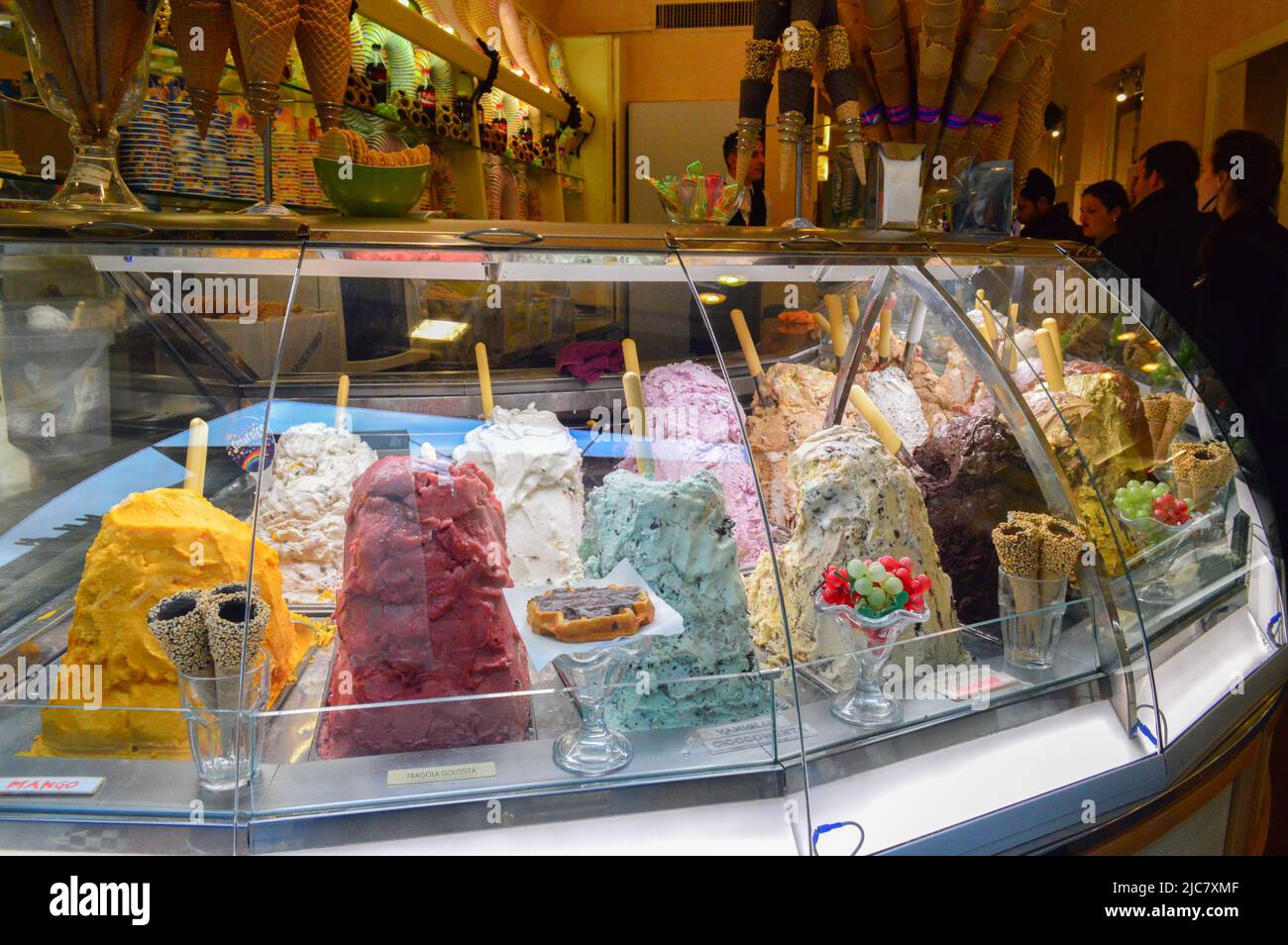 ice cream counter in Italy Stock Photo