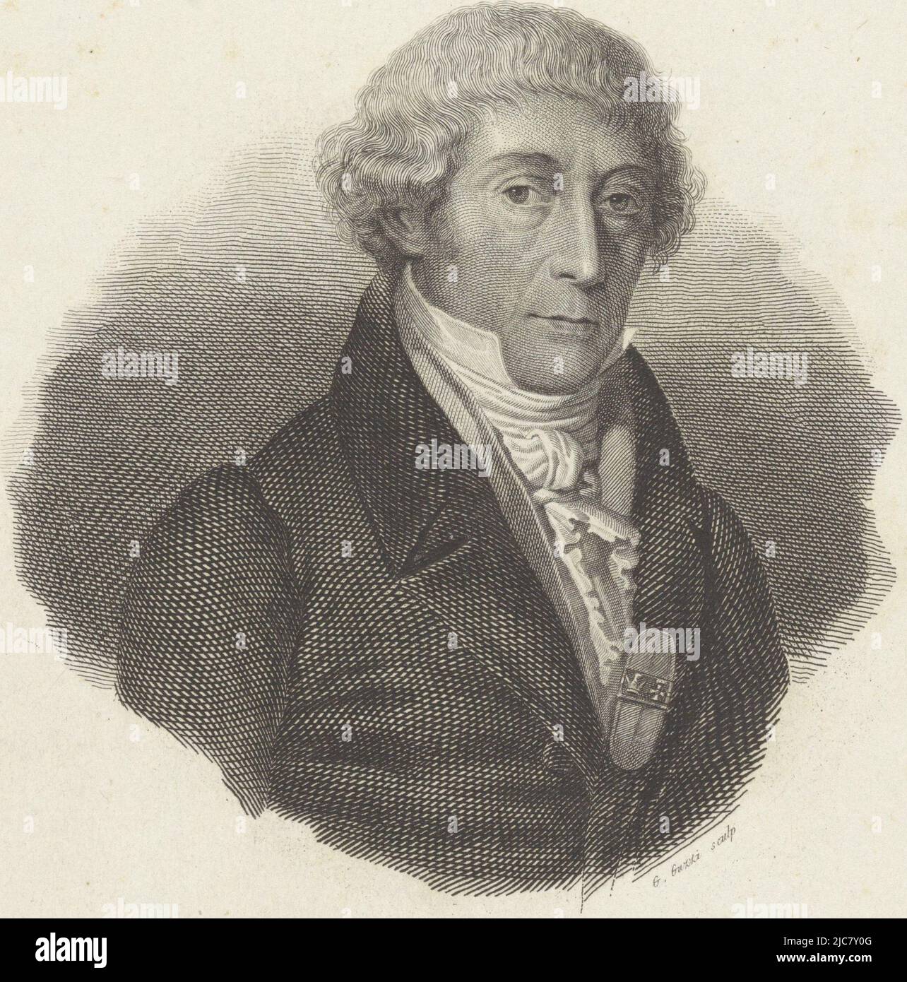 Portrait of anatomist Antonio Scarpa, print maker: Giuseppe Guzzi, (mentioned on object), intermediary draughtsman: Giovita Garavaglia, (mentioned on object), Italy, c. 1834 - c. 1842, paper, engraving, h 245 mm × w 160 mm Stock Photo