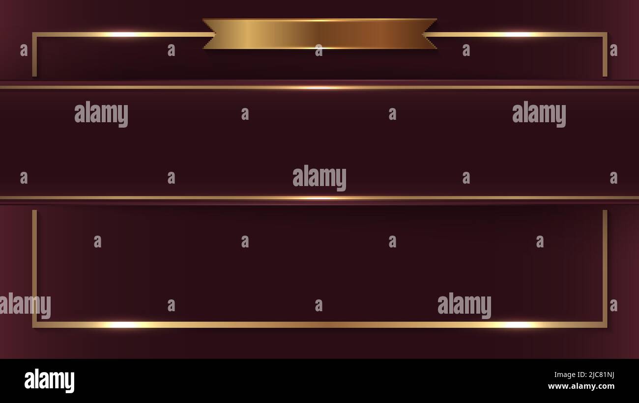 Luxury template red background with golden ribbon line frame. Vector ...