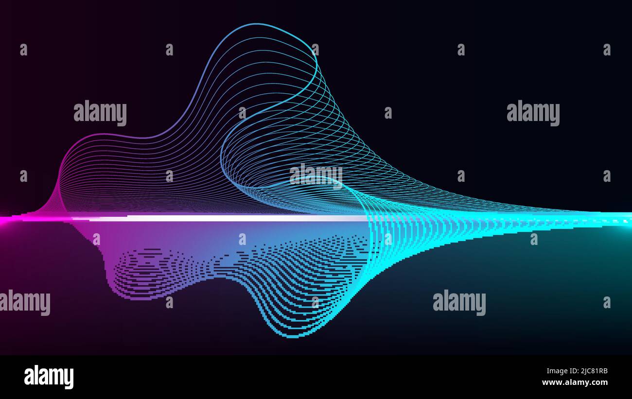 Abstract dynamic wavy lines neon color lighting elements on black ...
