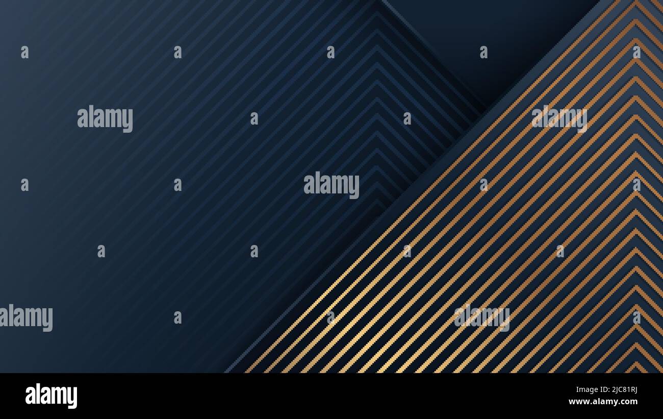 Abstract modern luxury background blue stripes with golden diagonal ...