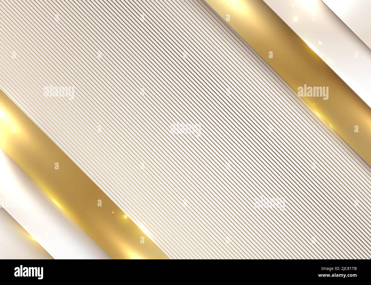 Abstract background white and gold diagonal layer stripes pattern with ...