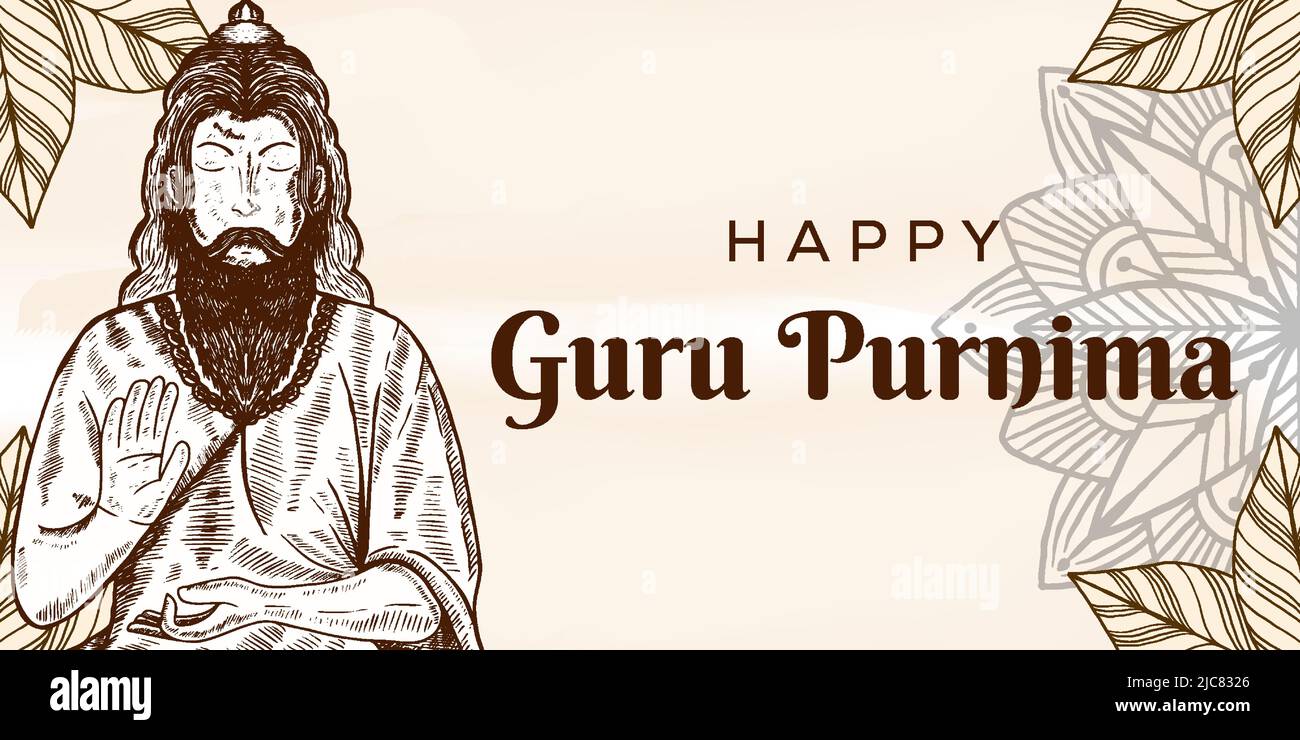 hand drawn happy guru purnima background illustration Stock Vector Image &  Art - Alamy