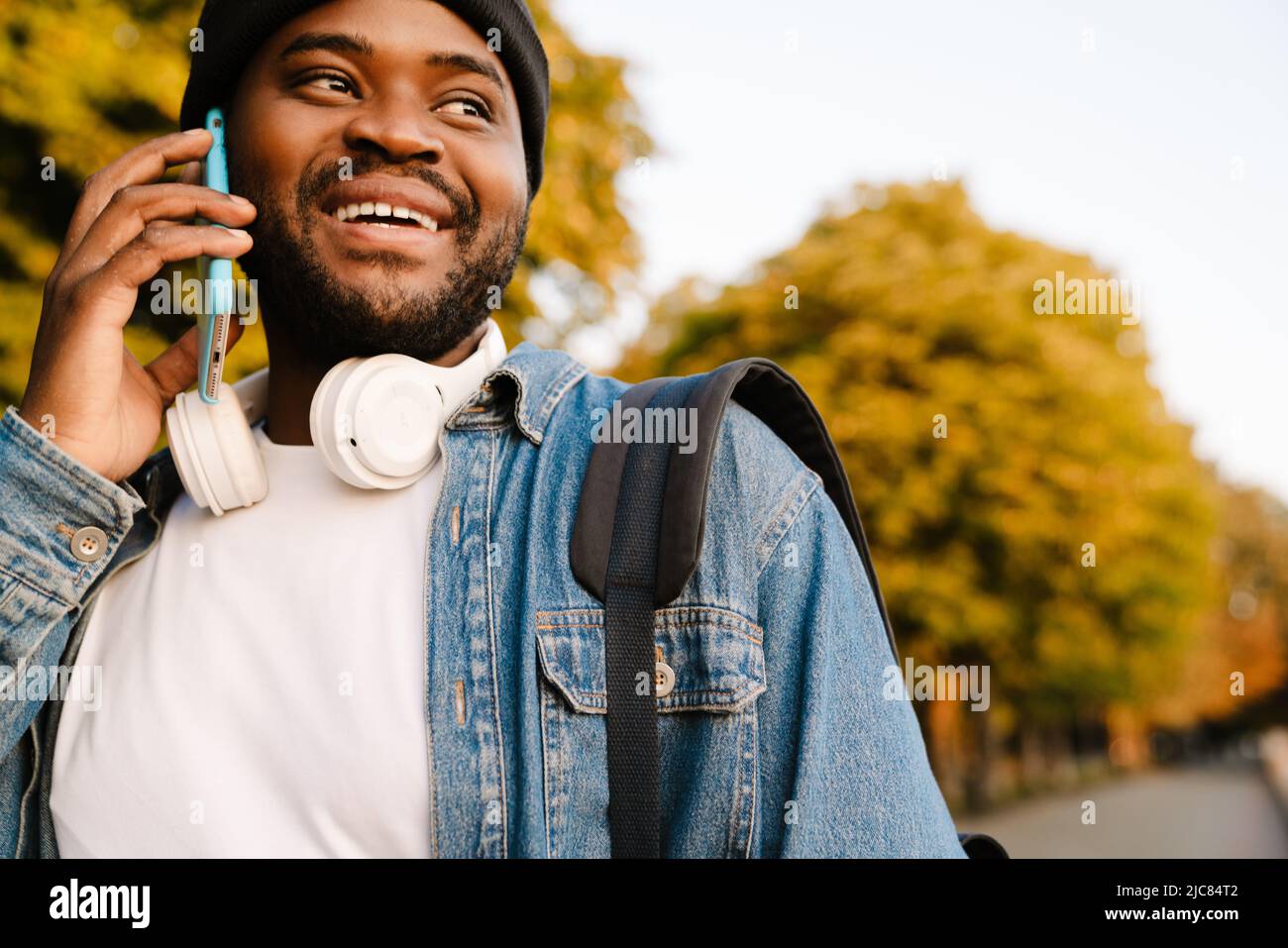 Man talking phone headphone hi res stock photography and images