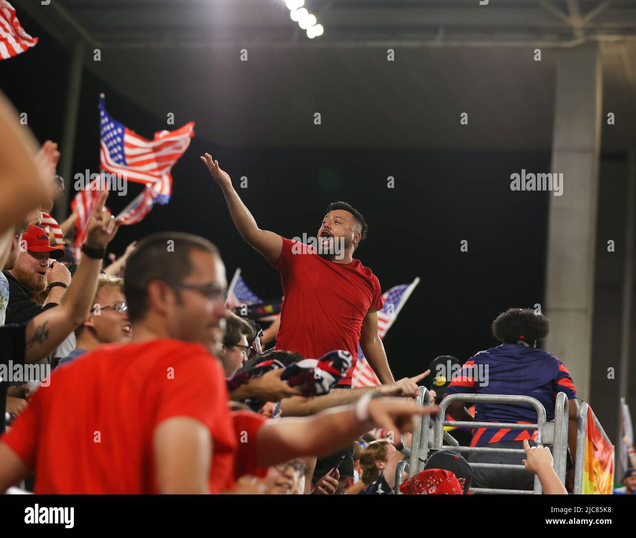 Austin, Texas, USA. 10th June, 2022. United States fans celebrate a goal during a Concacaf Nations League match on June 10, 2022 in Austin, Texas. (Credit Image: © Scott Coleman/ZUMA Press Wire) Credit: ZUMA Press, Inc./Alamy Live News Stock Photo