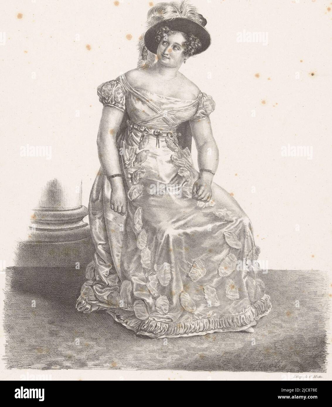 Portrait of Mademoiselle Mante as Rosine in Le Barbier de S, print maker: Alexandre Marie Colin, (mentioned on object), printer: Charles Etienne Pierre Motte, (mentioned on object), publisher: Francisique Noël (et Cie.), (mentioned on object), Paris, 1823 - 1824, paper, h 418 mm × w 288 mm Stock Photo