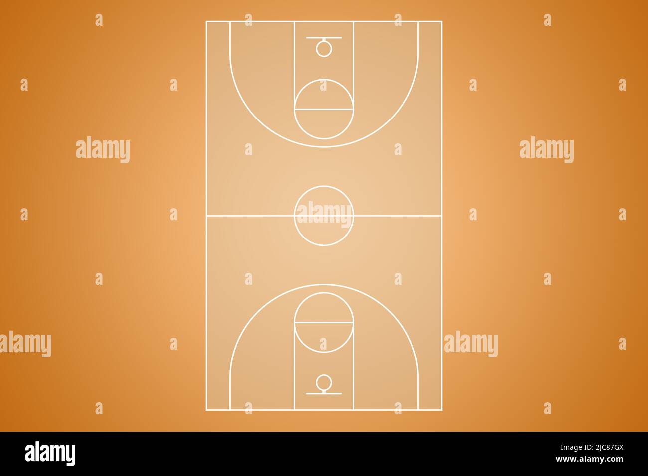 Basketball court limits. Top view from above from basketball field line Stock Photo
