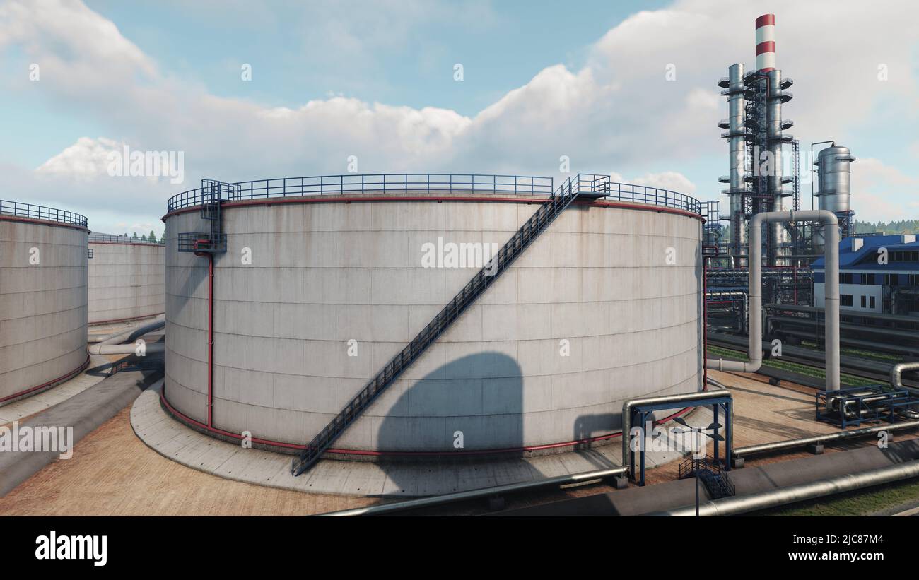 Oil refinery, industrial enterprise, oil refining into gasoline