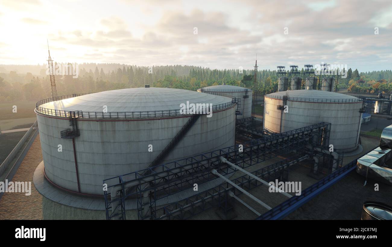 Oil refinery, industrial enterprise, oil refining into gasoline