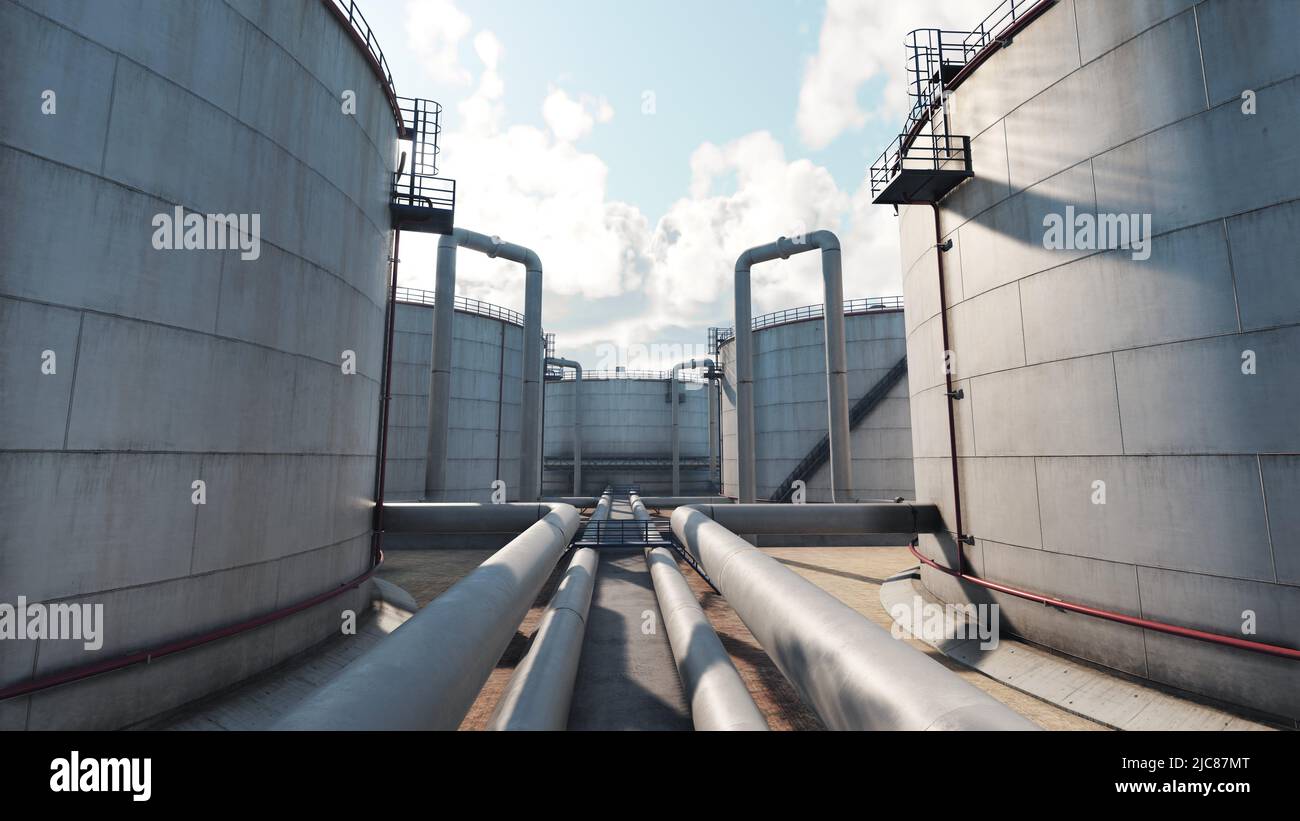 Oil refinery, industrial enterprise, oil refining into gasoline