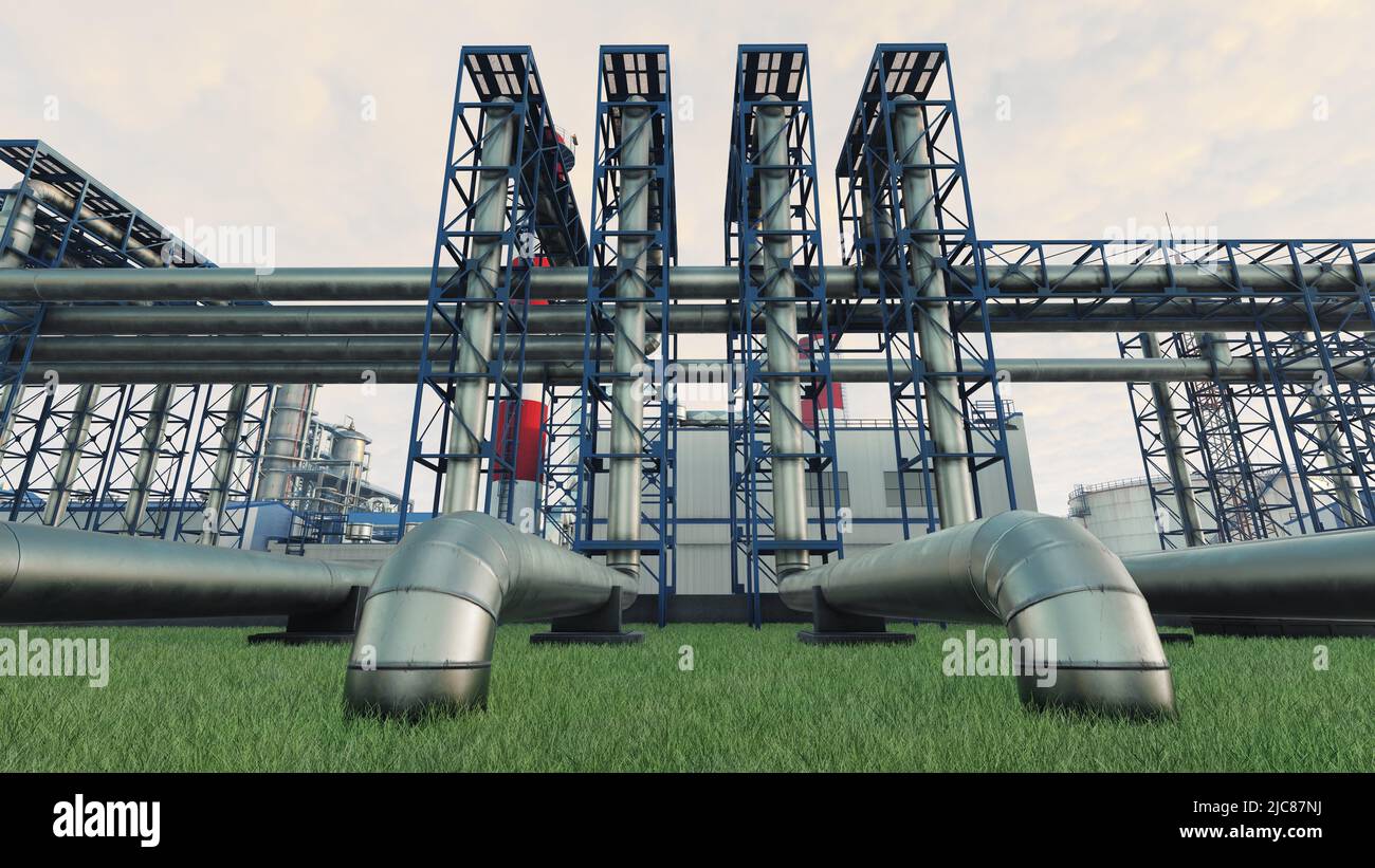 Oil refinery, industrial enterprise, oil refining into gasoline