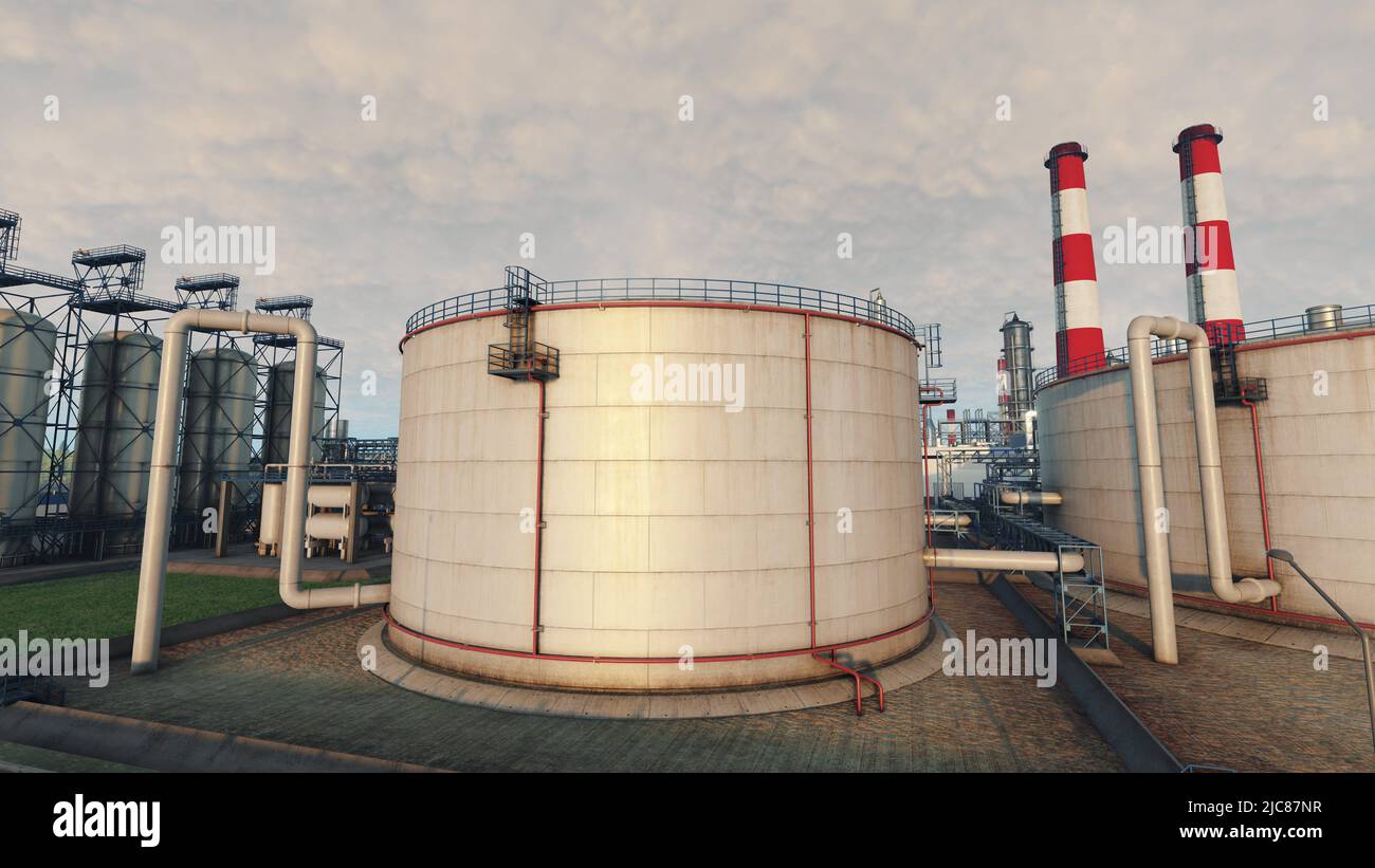 Oil refinery, industrial enterprise, oil refining into gasoline