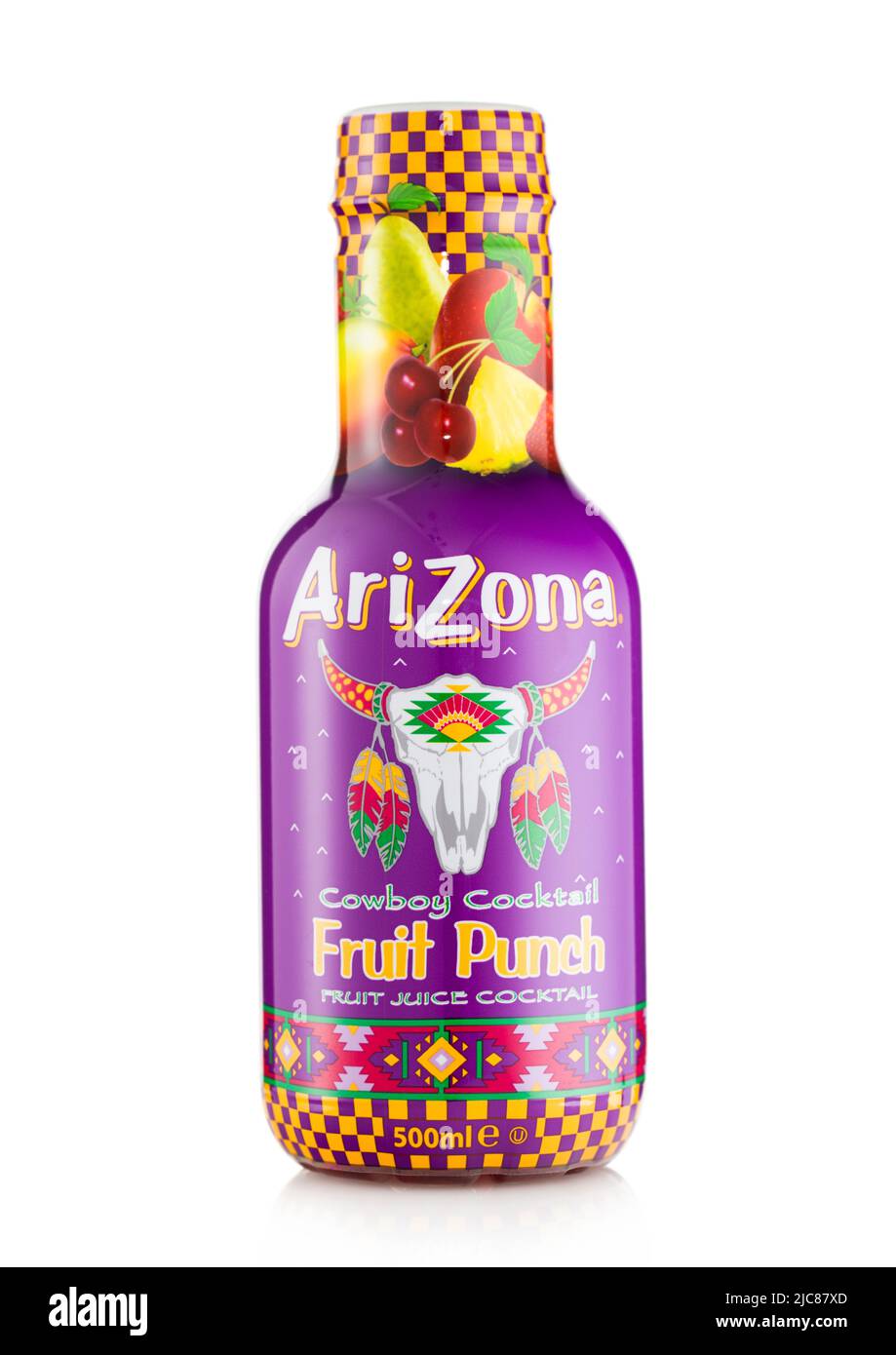 LONDON,UK MAY 05, 2022 Bottle of Arizona Fruit Punch Cowboy Cocktail