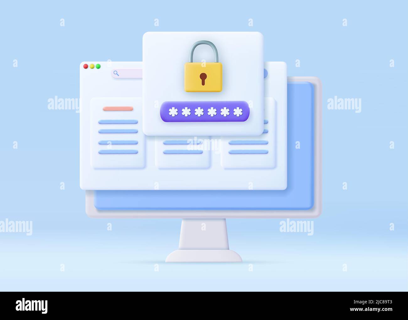 3d Password security access website notice Stock Vector