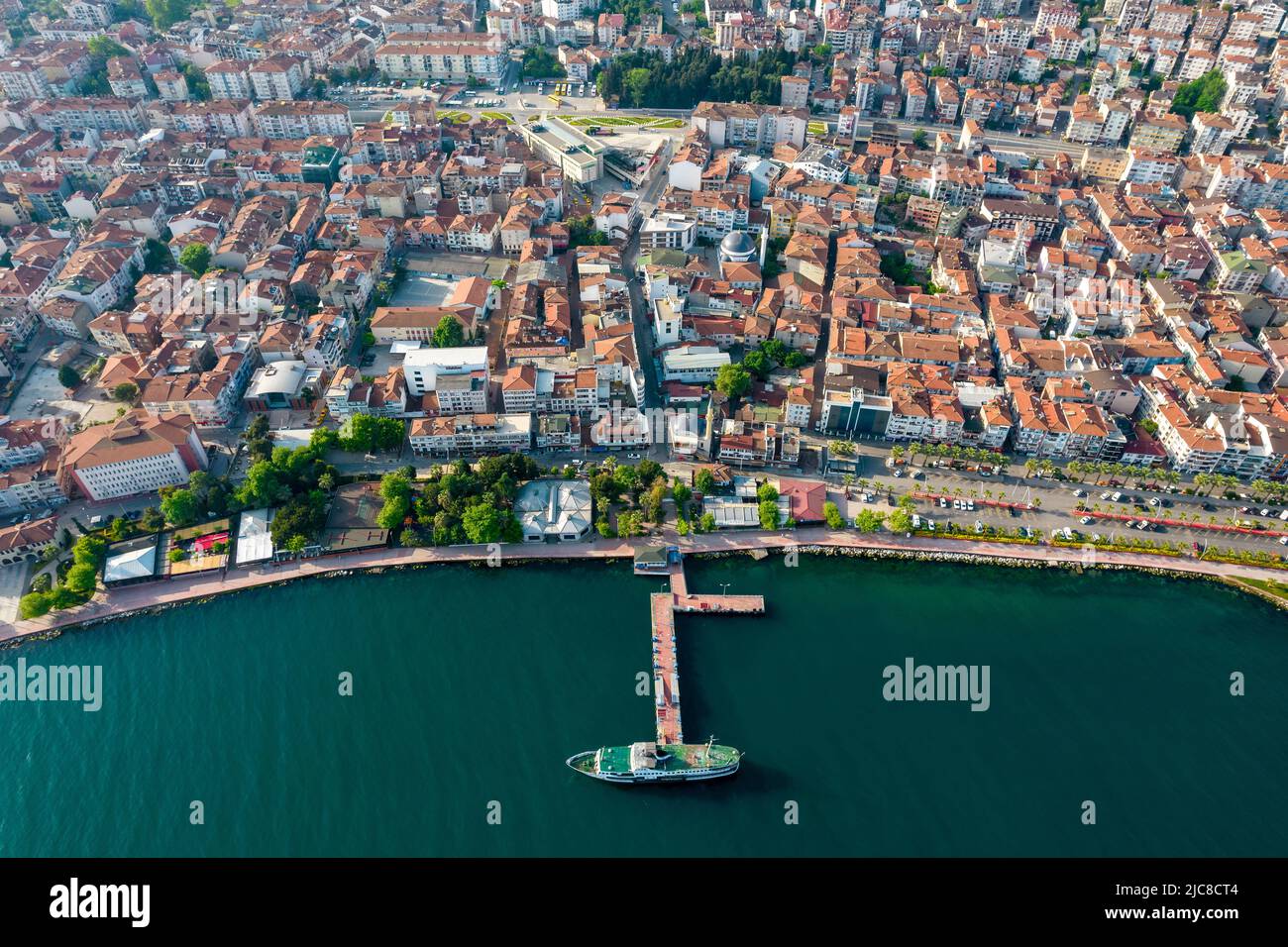 Karamursel, Kocaeli, Turkey. Karamursel is a town and district located in the province of Kocaeli. Aerial shot with drone. Stock Photo