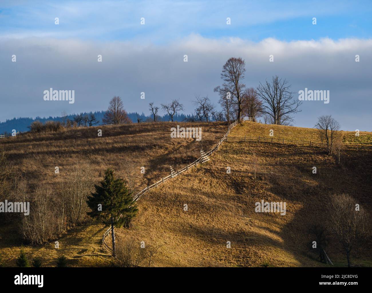 Last good weather days in autumn mountain countryside. Peaceful ...
