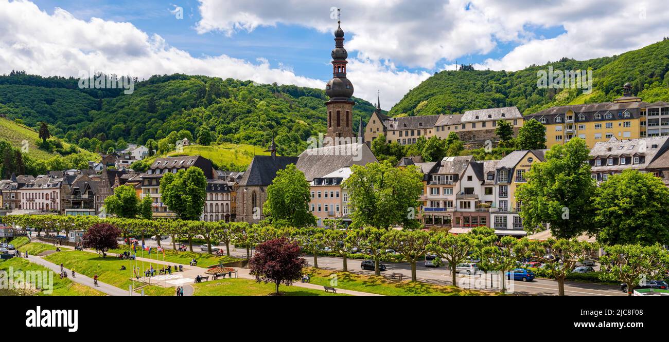 Cochem, Rhineland-Palatinate, Germany - 21 May 2022: View of the town Cochem and the St. Martin Church. Stock Photo