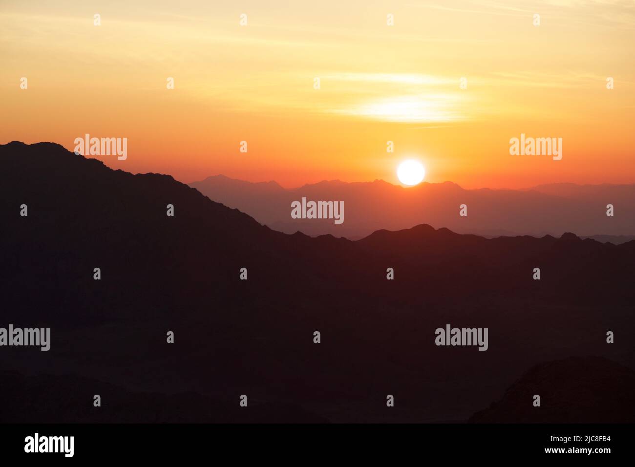 Sunrise from the top of Mt. Sinai Stock Photo