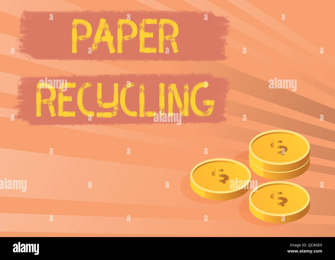 Text caption presenting Paper Recycling. Word Written on Using the