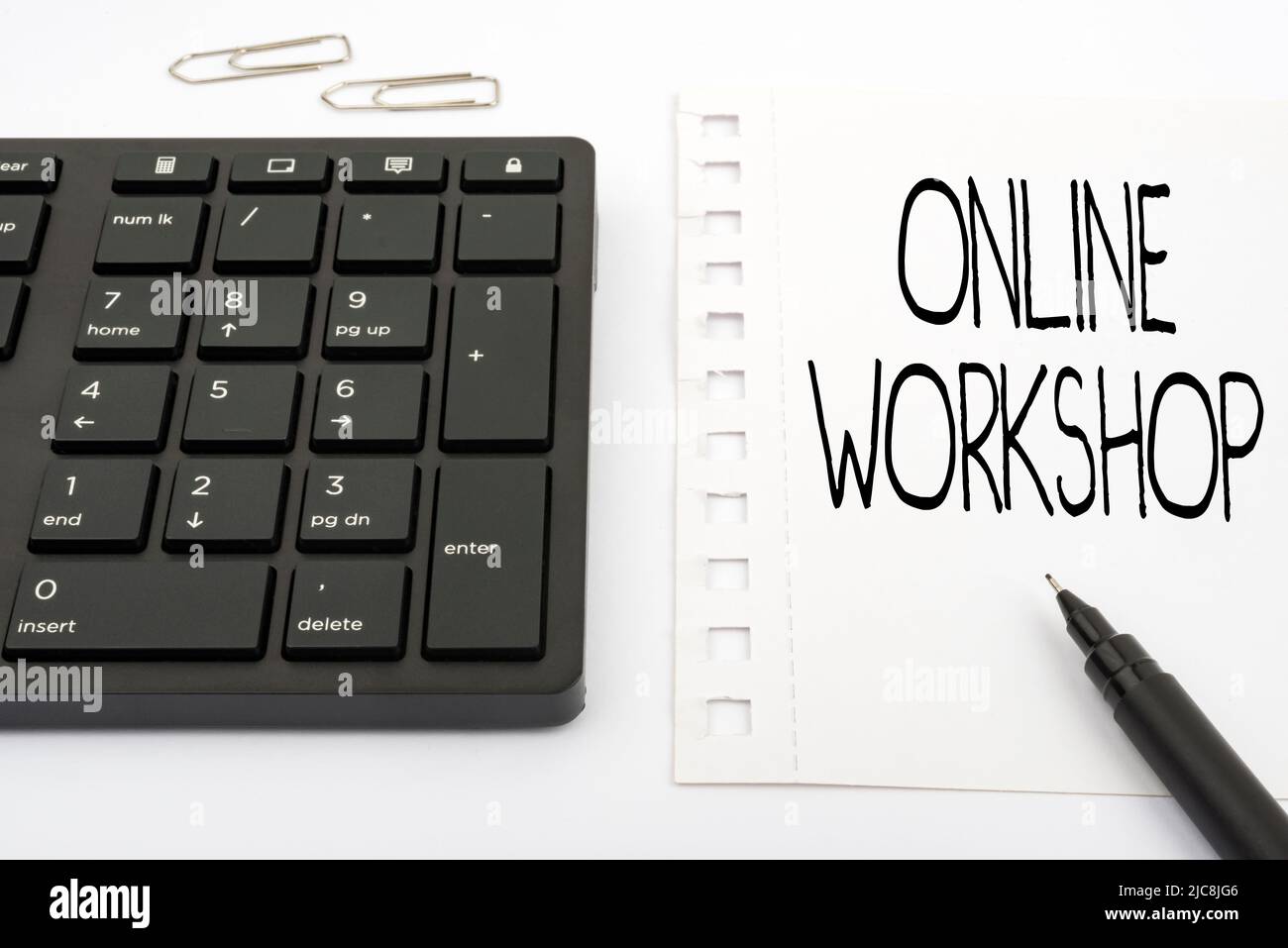 Hand writing sign Online Workshop. Business concept shows of goods and