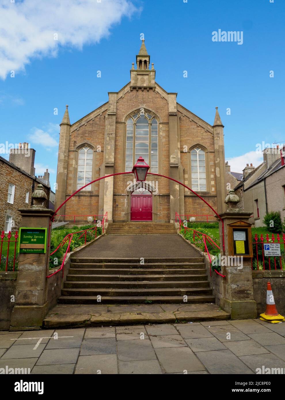 Stromness Parish Church, denomination Church of Scotland, is situated in the town of Stromness on the Orkney Islands, Scotland. Stock Photo